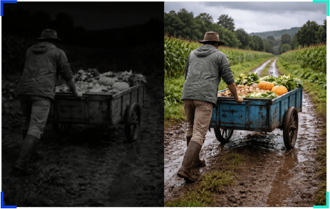 Night vision comparison - person with cart